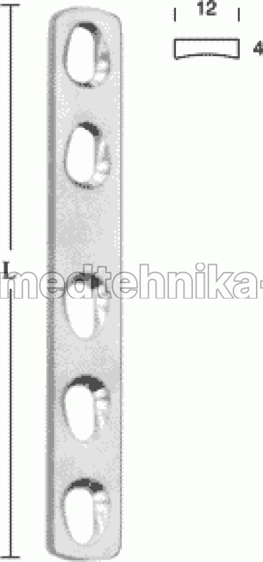 Пластина прямая узкая 12х4 мм, дл. 183 мм, 11 отв.