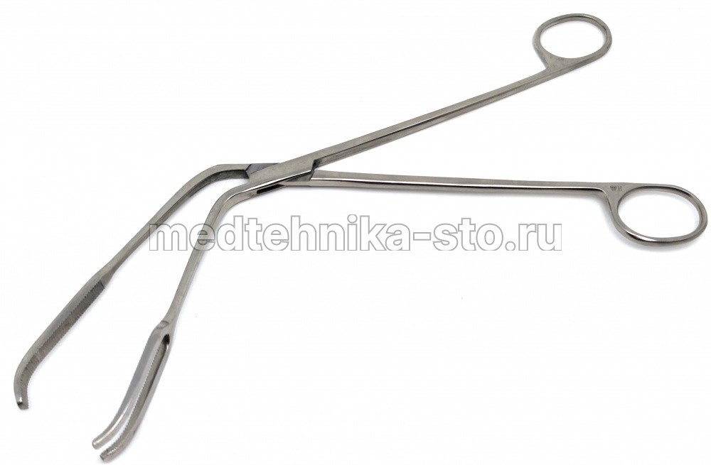 Щипцы для взятия инструментов, изогнутые, 280 мм